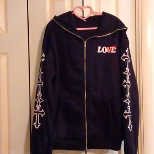 *NWOT* Love Lost Full Zip Front Black Graphic Hoodie Sz Medium